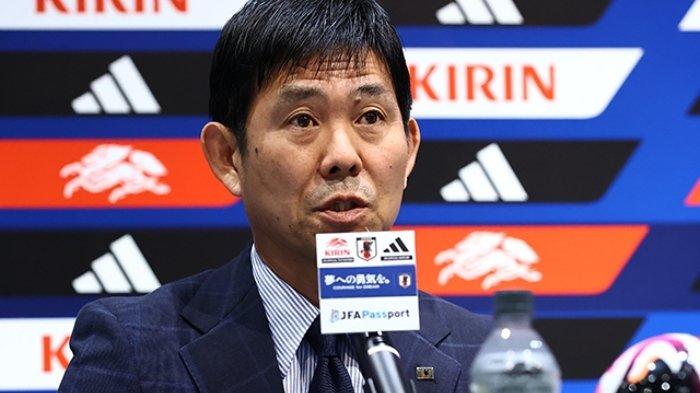 PRA LAGA - Pelatih Jepang Hajime Moriyasu dalam sesi konferensi pers pertandingan ronde 3 Kualifikasi Piala Dunia 2026.