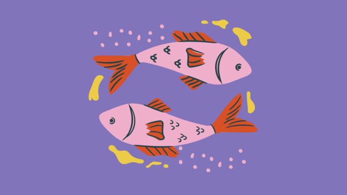 ILUSTRASI ZODIAK PISCES - Lambang zodiak Pisces yang dibuat di Canva pada Rabu (16/7/2025).