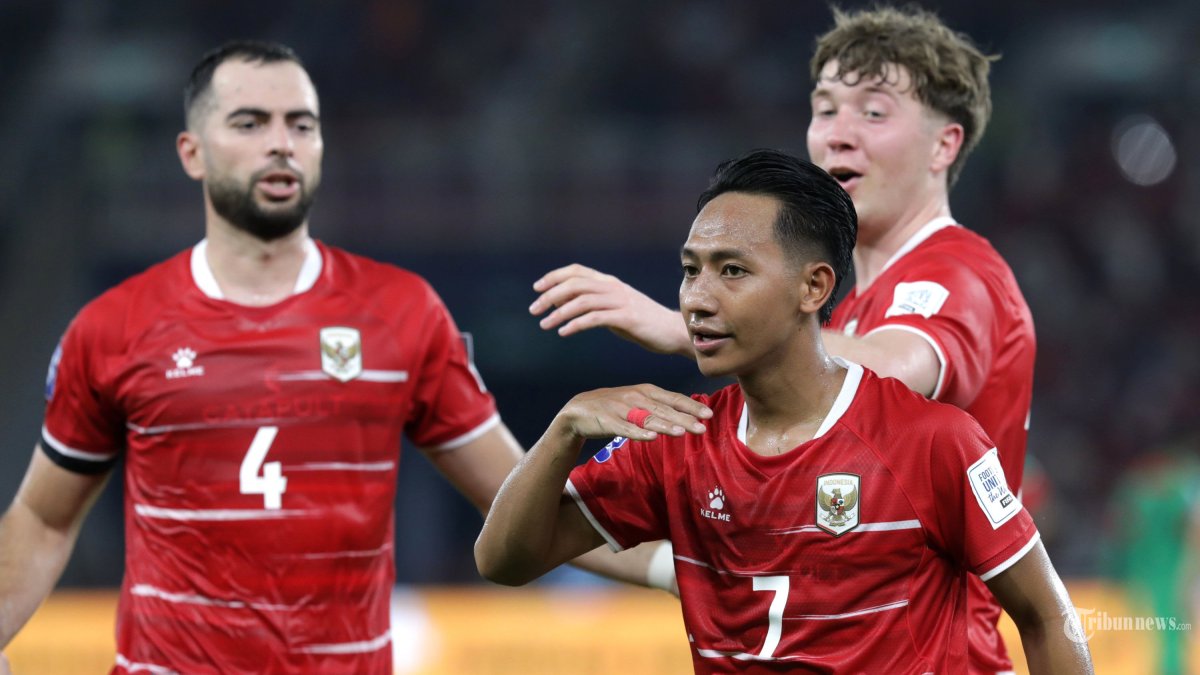 FIFA SERIES - Pesepak bola Timnas Indonesia Beckham Putra melakukan selebrasi usai mencetak gol ke gawang Timnas St Kitts and Nevis pasa laga FIFA Series di Stadion Gelora Bung Karno, Senayan, Jakarta, Jumat (27/3/2026). TRIBUNNEWS/IRWAN RISMAWAN