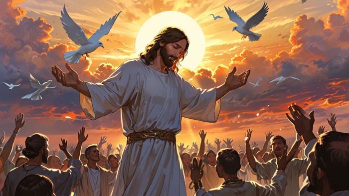 KEBANGKITAN TESUS- Ilustrasi kebangkitan Yesus Kristus atau hari Paskah.