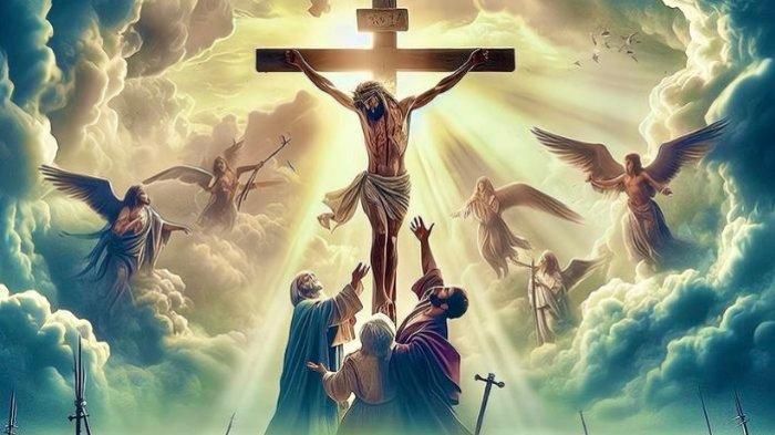 DISALIB- Ilustrasi saat Yesus Kristus disalib dan ditangisi oleh para pengikutnya.