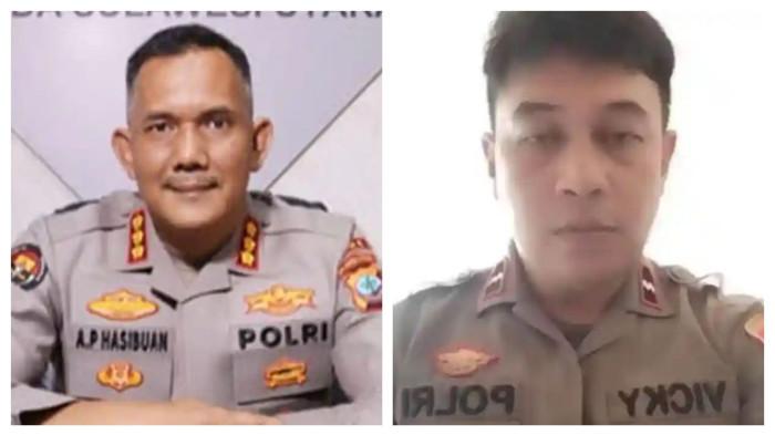 PENJELASAN POLDA SULUT - Kabid Humas Polda Sulawesi Utara Kombes Pol Alamsyah P Hasibuan dan Aipda Vicky Aristo Katiandagho. Polda Sulut buka suara terkait Aipda Vicky Aristo Katiandagho yang mengundurkan diri dari kepolisian.