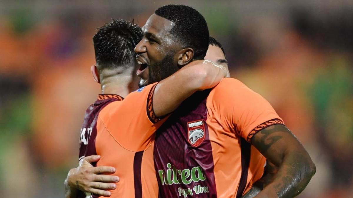 SELEBRASI GOL - Potret selebrasi pemain Borneo FC di gelaran Super League 2025/2026.