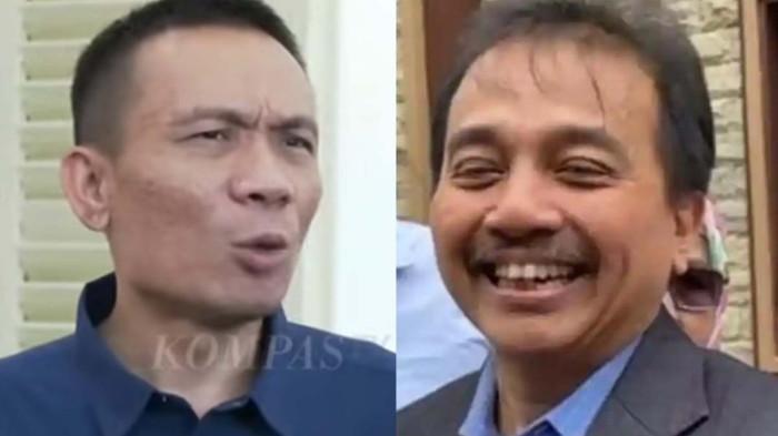 KASUS IJAZAH - Rismon Sianipar (kiri) dan Roy Suryo (kanan), keduanya adalah tersangka dalam kssus ijazah Jokowi. Razman Nasution menyebut bahwa Rismon Sianipar mengaku merasa dipolitisasi oleh Roy Suryo dalam kasus Ijazah Jokowi.