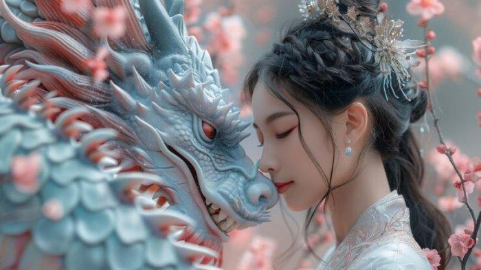 RAMALAN SHIO - Gambar hasil olahan Ai menunjukkan ilustrasi lambang Shio Naga, diunggah Jumat (21/2/2025).