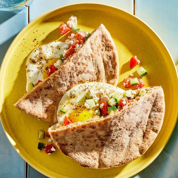 an image of the Za’atar Pita Fried Egg Credit: Photographer: Jake Sternquist, Food Stylist: Holly Dreesman, Prop Stylist: Lexi Juhl