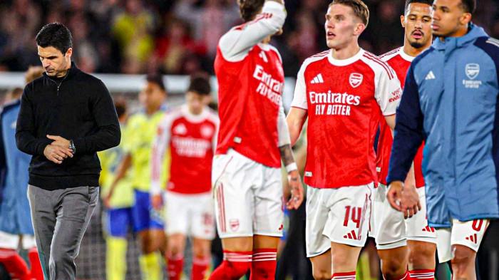 Kekecewaan Arsenal setelah disingkirkan Southampton dari babak 8 besar Piala FA, Minggu (5/4/2026).