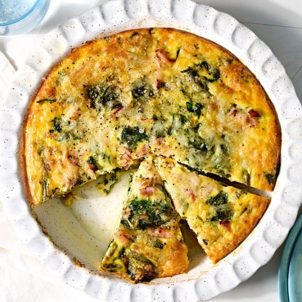 A recipe image of Easter Morning Quiche. Credit: Photographer: Jen Causey, Food Stylist: Julian Hensarling, Prop Stylist: Christina Daley.