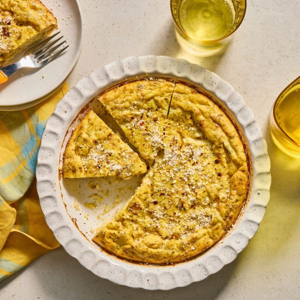 an image of the Cacio e Pepe Quiche Credit: Photographer: Stacy Allen, Food Stylist: Chelsea Zimmer, Prop Stylist: Christina Daley