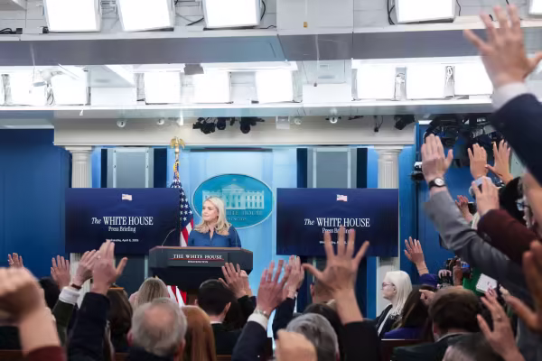 White House Press Secretary Karoline Leavitt takes questions during a news briefing in the James S. Brady Press Briefing Room of the White House on Wednesday.