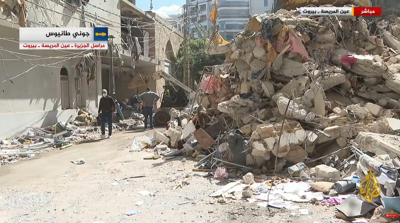 KERUSAKAN DI LEBANON - Tangkap layar YouTube AlJazeera Arabic 9 April 2026 memperlihatkan kerusakan yang disebabkan oleh serangan udara Israel di daerah Ain al-Mreisseh di Beirut, Lebanon.