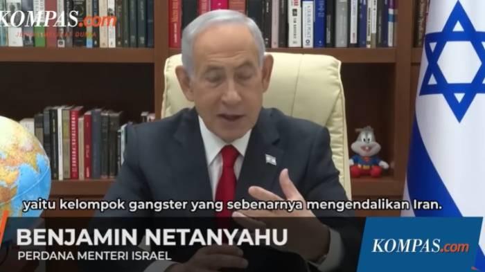 BANTAH RUMOR - Tangkap layar tayangan Kompas TV yang menampilkan video pernyataan PM Israel, Benjamin Netanyahu yang membantah rumor kematiannya. Serta mengklaim Israel telah membunuh 2 pejabat senior Iran.