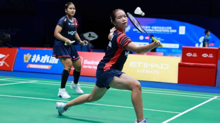 DUET RACHEL/FEBI - Foto yang diunduh dari laman resmi PBSI, Rabu (8/10/2025), memperlihatkan aksi Rachel Allessya Rose/Febi Setianingrum saat berhadapan dengan wakil China, Jia Yi Fan/Zhang Shu Xian, di 16 besar China Masters 2025 bertempat di Shenzhen Arena, Shenzhen, China, Kamis (18/9/2025).