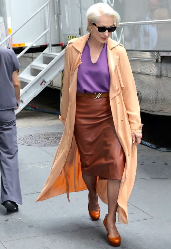 Meryl Streep as Miranda Priestly opts for burnt orange pumps in Devil Wears Prada 2
