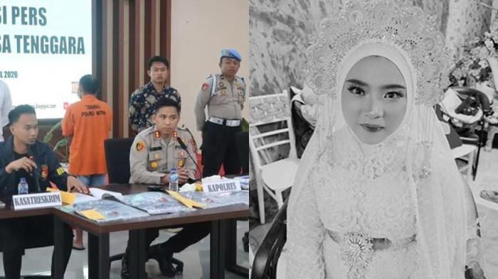 KONPERS : Polres Minahasa Tenggara (Mitra) menggelar konfrensi pers terkait kasus pembunuhan yang terjadi di desa Ratatotok, Mitra, Sulawesi Utara, Selasa 14 April 2026 dan foto Zahra semasa hidup.