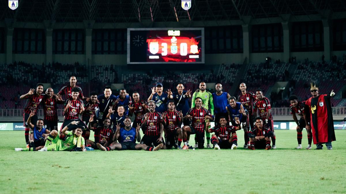 SELEBRASI - Potret selebrasi pemain Persipura Jayapura di gelaran Liga 2 2025/2026.