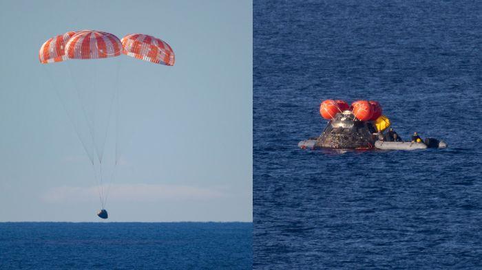 momen splashdown artemis II