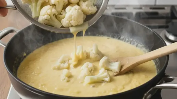 In a separate pot, boil cauliflower florets until they are tender.