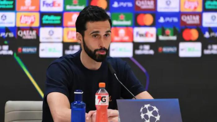 PRA LAGA - Pelatih Real Madrid, Alvaro Arbeloa dalam sesi jumpa pers setelah kalah dari Bayern Munchen 2-1 di leg pertama perempat final Liga Champions 2025/2026 pada Rabu (8/4/2026) dini hari WIB.
