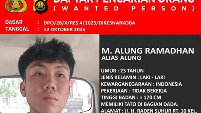 DPO KASUS NARKOBA - Alung Ramadhan, DPO kasus narkotika yang kabur dari ruang penyidikan Polda Jambi, dikabarkan tertangkap, Kamis (16/4/2026) dini hari.