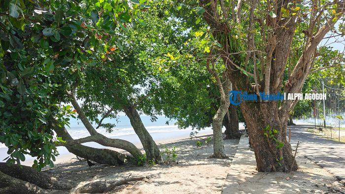 BERSIH - Suasana Pantai Biontong Satu yang setelah di Bersihkan dan suasana kerja bakti pemerintah kecamatan Bolangitang Tim