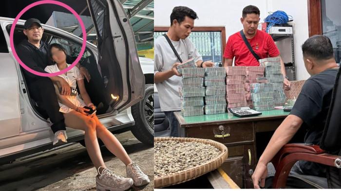 MENANTU GADUN - Kolase foto memperlihatkan tersangka SF (36) saat wanita dan tumpukan uang tunai miliaran rupiah hasil jual kopi. Sosok Aan, menantu di Kepahiang yang diduga gelapkan uang mertua Rp4,7 miliar, diungkap keluarga termasuk kesehariannya.