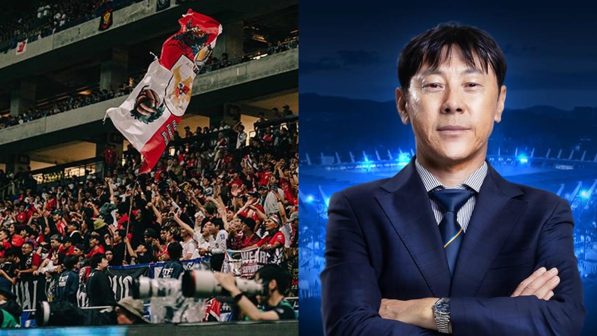KABAR SHIN TAE-YONG - Potret koreografi suporter Timnas Indonesia (kiri) dan launching mantan pelatih Garuda, Shin Tae-yong oleh Ulsan Hyundai FC (kanan).