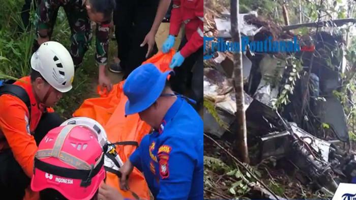 EVAKUASI - Proses evakuasi korban Helikopter PK-CFX yang jatuh di wilayah Kabupaten Sekadau, Kalimantan Barat, pada Kamis (16/4/2026).