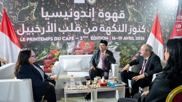 PROMOSIKAN KOPI INDONESIA - Kedutaan Besar Republik Indonesia untuk Tunisia ikut mempromosikan kopi Indonesia di ajang pameran terbesar Tunisia 2026, Le Printemps Du Cafe 3, 16-19 April 2026.