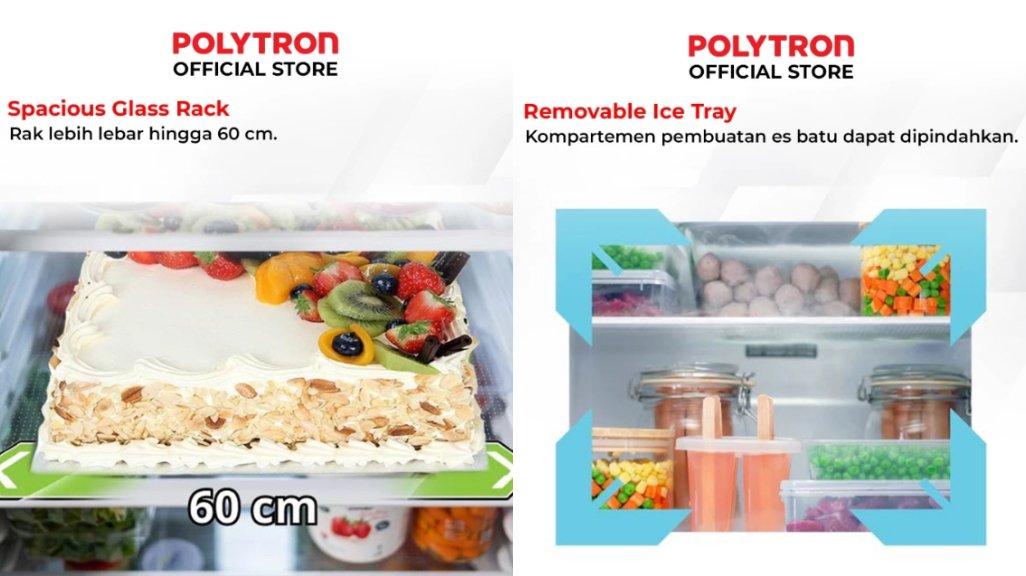 POLYTRON Kulkas 2 Pintu 300 Liter Inverter New Belleza Big Liter PRM 431X.