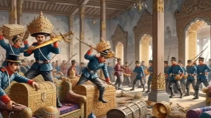 Ilustrasi peristiwa Geger Sepehi tahun 1812