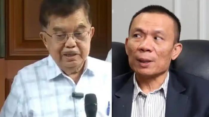 GUGAT - (kiri) Wakil Presiden Ke-10 dan Ke-12 Republik Indonesia, Jusuf Kalla ketika memberi keterangan pers di kediamannya, kawasan Jakarta Selatan, Minggu (5/4/2026)(kanan) Penggugat ijazah mantan presiden Jokowi, Rismon Sianipar, saat melakukan podcast bersama TribunSolo.com, Jumat (13/6/2025).