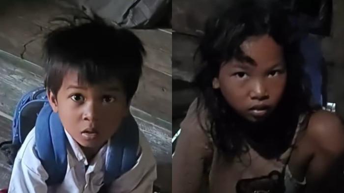 DITINGGAL MERANTAU - Umar (kiri) dan kakaknya Humaira (kanan). Keduanya adalah warga Lingkungan Petakeang, Kelurahan Galung, Kecamatan Tapalang, Kabupaten Mamuju. Mereka ditinggal merantau ayahnya sementara ibunya memilih berpisah.