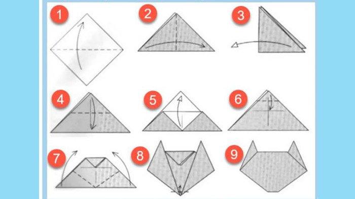 Langkah-Langkah Cara membuat Origami Kucing