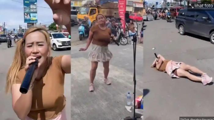 PINKAN NGAMEN - Momen Pinkan Mambo dari penyanyi papan atas dengan bayaran mahal, kini rela ngamen di jalanan sambil joget hingga ngelesot di aspal.