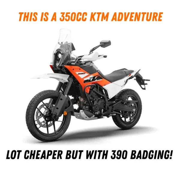 newly launched 2026 ktm adventure 350 with 390 badging