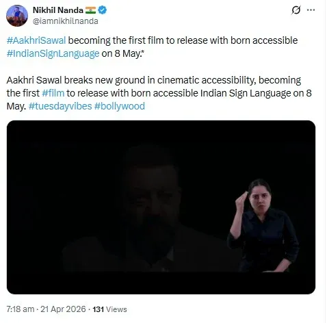 Sanjay Dutt's Aakhri Sawal brings sign language to theatres.