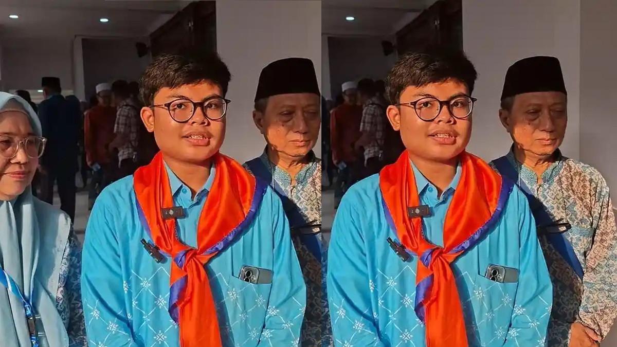 JEMAAH HAJI TERMUDA - Ghathafan Raziq Yulamlam (16) mengikuti persiapan keberangkatan ibadah haji kloter 2 Depok, Rabu (22/4/2026). Dia berangkat haji menggantikan ayahnya yang wafat.