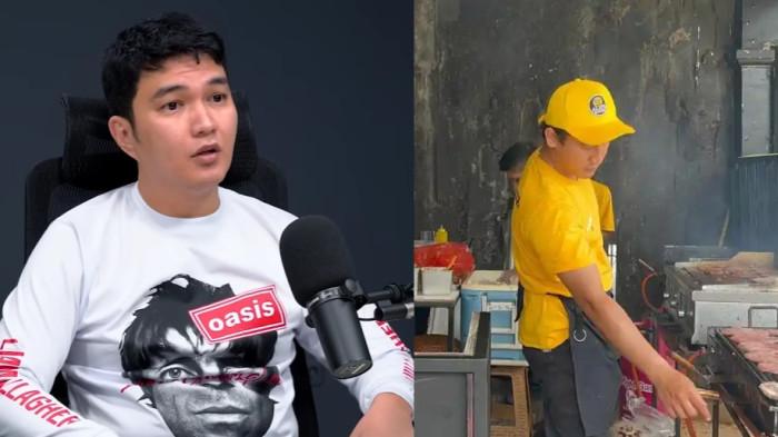 BANJIR PESANAN - Kolase Aldi Taher dan pegawai di usaha burger viral miliknya dicapture Sabtu (11/4/2026).