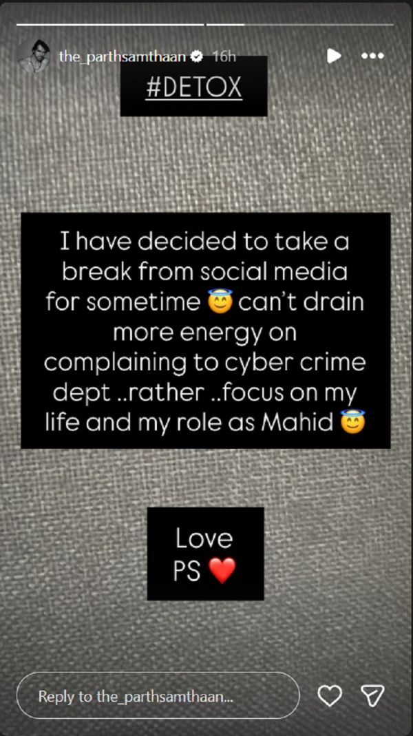 Parth Samthaan Instagram Story