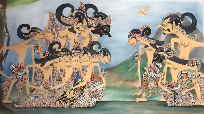 WAYANG- Ilustrasi lukisan wayang kulit yang merupakan kesenian masyarakat Jawa.
