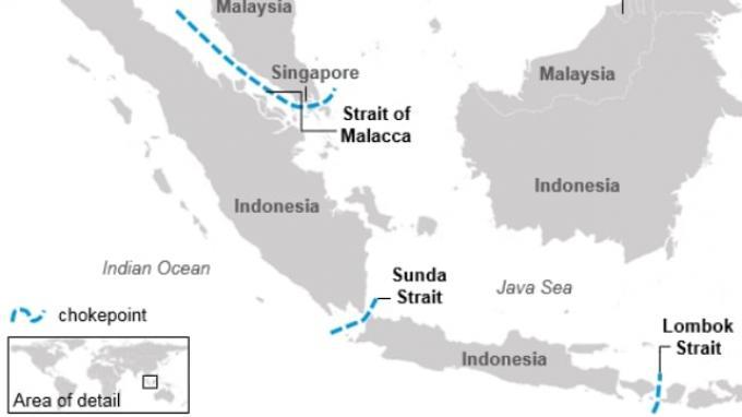 Peta yang menunjukkan Selat Malaka