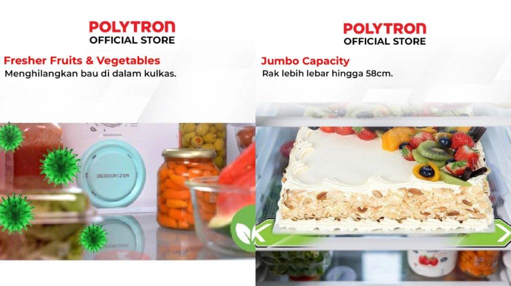 POLYTRON Belleza JUMBO Kulkas 2 Pintu 260 Liter PRW 29MNX.