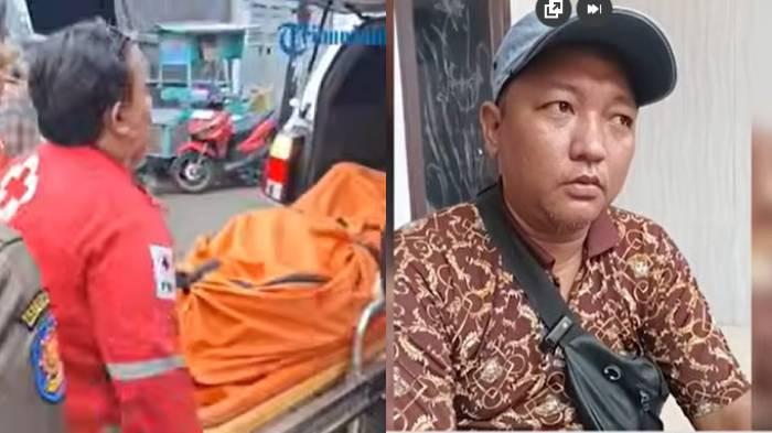 GELAGAT - (kiri) jenazah kakek di Surabaya yang tewas ditusuk, saat dibawa ambulans. (kanan) Ketua RT setempat, Ismail. Ismail mengungkap gelagat kakek tersebut sebelum tewas ditusuk.