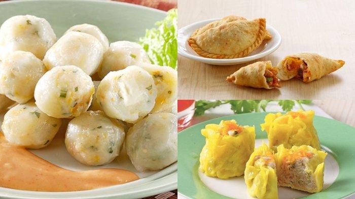 cilok wortel ayam keju, siomay ayam kuning dan pastel singkong goreng isi ayam tomat