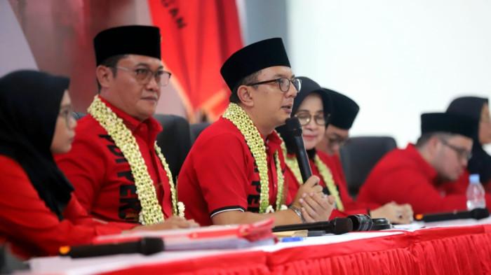 Sekretaris DPD PDI Perjuangan Jatim Deni Wicaksono saat Musancab di Kediri, Sabtu (25/4/2026).