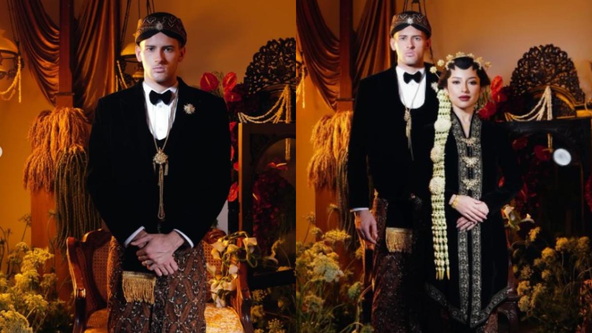 Justin Hubner mencuri perhatian saat tampil dalam balutan busana pengantin adat Jawa dalam sesi prewedding bersama Jennifer Coppen.