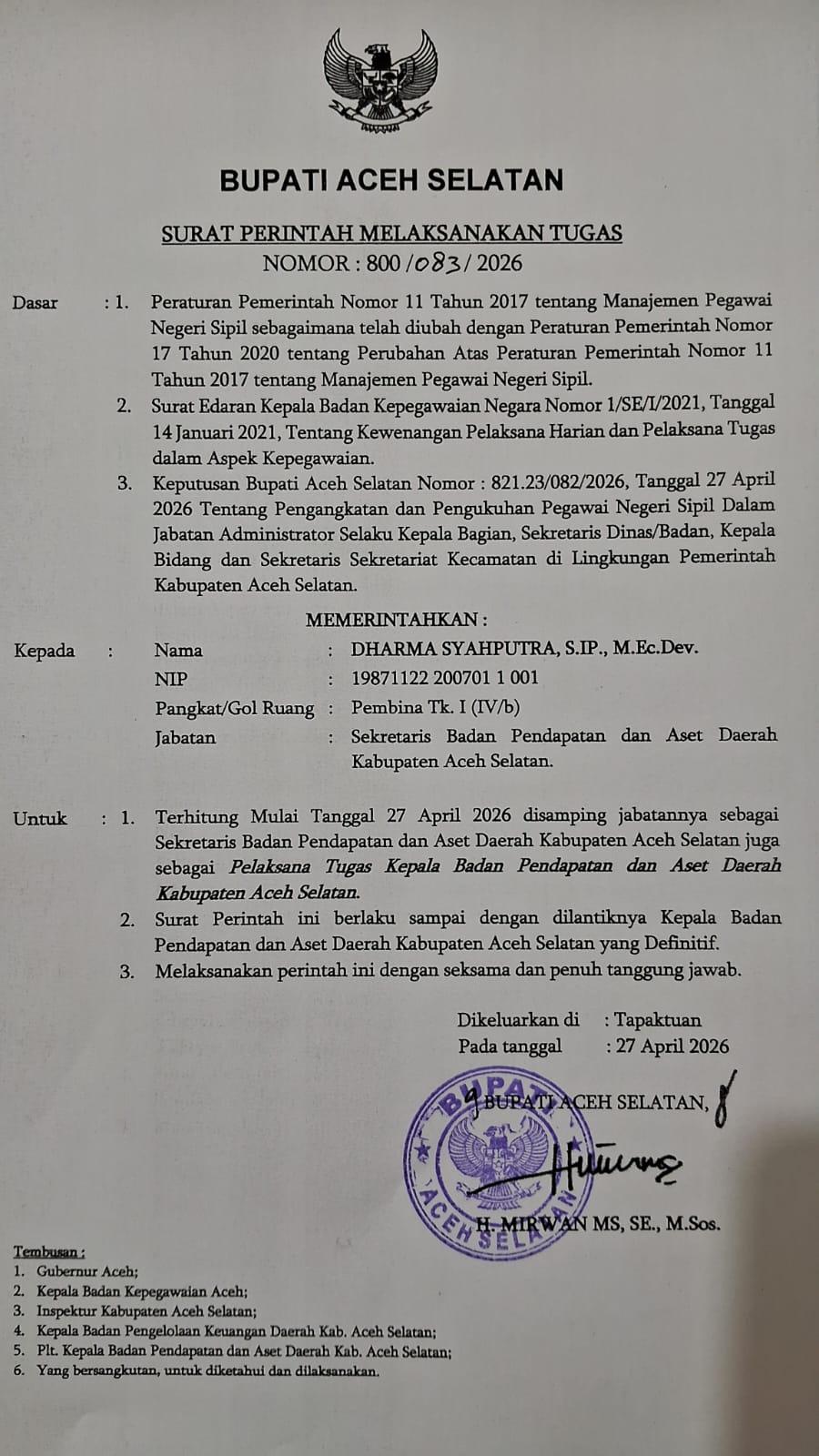 Surat Perintah Melaksanakan Tugas