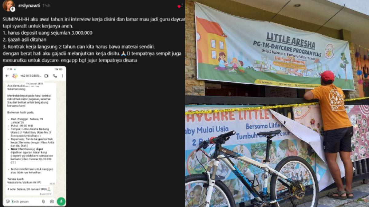 DAYCARE LITTLE ARESHA - Seorang pemilik akun Threads mengaku pernah interview kerja di daycare Little Aresha, dimintai uang deposit Rp 3 juta hingga ijazah ditahan