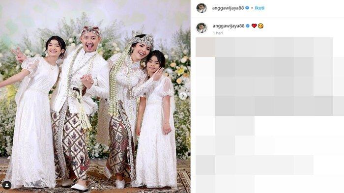 Angga Wijaya dan kedua anak tirinya saat momen pernikahan dengan Nurul Kamaria.